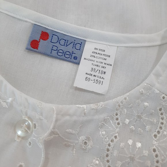 Vtg 60s embroidered eyelet blouse - David Peet brand - Picture 5 of 10